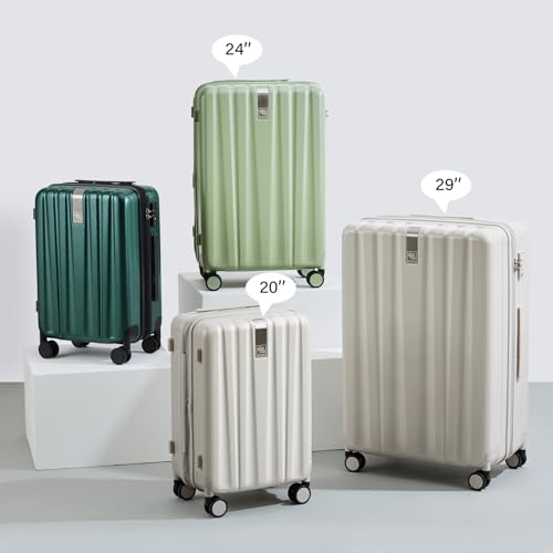 24 Inch Expandable Medium Checked Luggage with 8 Spinner Wheels
