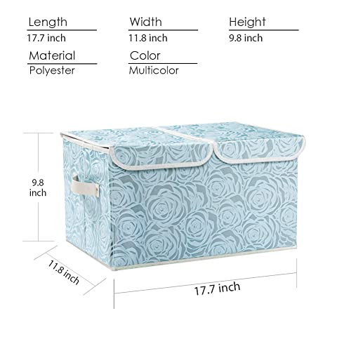 Large Stackable Storage Bins with Lids Fabric Decorative Storage Box Cubes Organizer Containers Baskets with Cover Handles Divider for Bedroom Closet Living Room 17.3x11.8x9.8 Inch 3 Pack (3 Count)