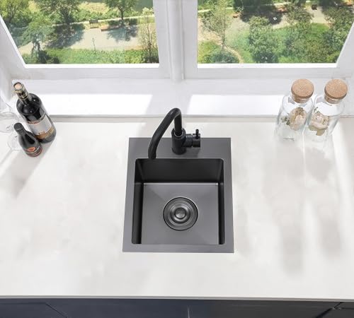 15”x15” Black Drop In Bar Sink
