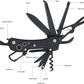 15-in-1 Stainless Steel Multitool Pocket Knife with Sheath for Hiking, Camping, Survival, Black, Pocket Size