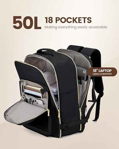 50L Travel Backpack Flight Approved Carry on Backpack