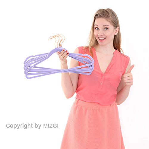 Velvet Hangers 50 Pack Non Slip Light Purple Rose Gold Hooks (50 Count)