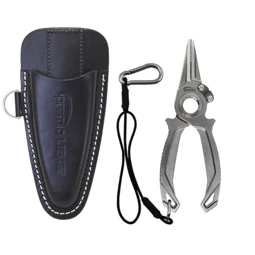 danco Premio Titanium Fishing Plier with Cobalt Cutters and Leather Sheath