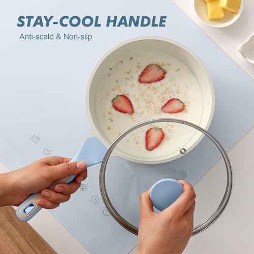 Ceramic Nonstick Saucepan with Lid 2.0QT