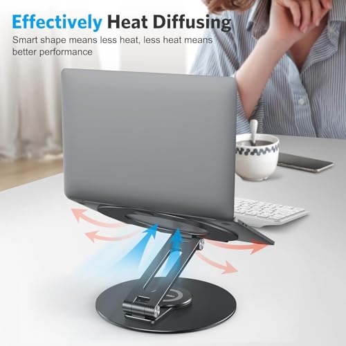 Adjustable Laptop Stand for Desk 360° Rotating Base up to 17" Black