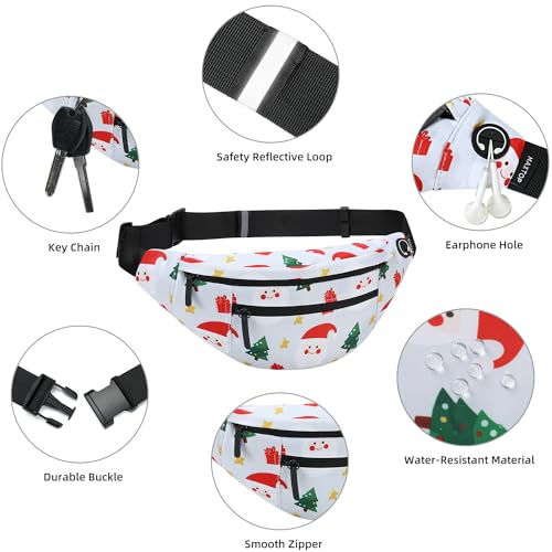 Large White Christmas Fanny Pack with 4