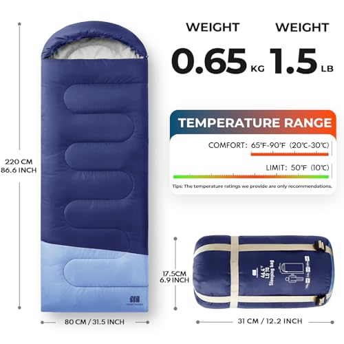 Lightweight Warm Weather Sleeping Bag for Adults