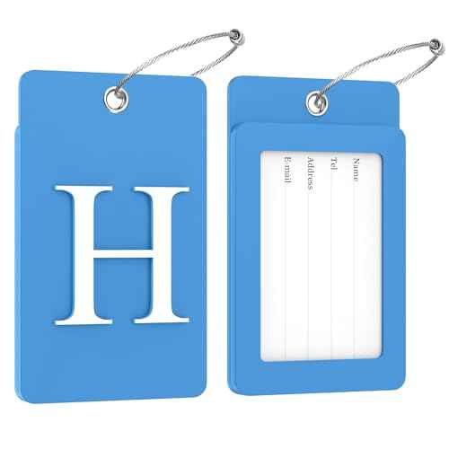 2 Pack Initial Luggage Tags for Suitcases Airplane Travel Essentials (2 Count)