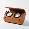 Brown Leather 2 Watch Roll Travel Case for Men