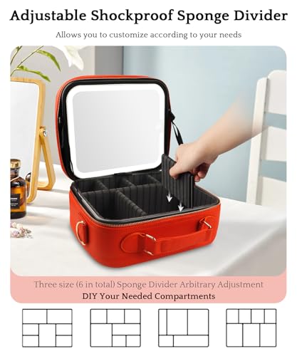 Travel Makeup Bag Cosmetic Bag with Lighted Mirror