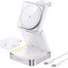 25W 3-in-1 Charging Station for Apple Device, White Foldable Magnetic Wireless Charger, Fast Travel Charging Stand for iPhone17/16/15/14/13/12 Series, Apple Watch/AirPods