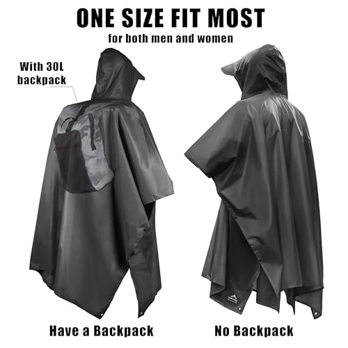 Hooded Rain Poncho Lightweight Waterproof Unisex Raincoat Jacket with Pocket for Men Women Adult