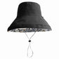 Women Floral Reversible Wide Brim Sun Hats Summer UV Protection Hiking Fishing Hat Wired Edge Beach Garden Lawn Work Cap Chin Strap