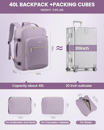 40L Travel Backpack Flight Approved Carry on Backpack