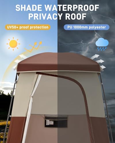Oversize Space Privacy Camping Outdoor Shower Enclosure Portable Shower Tent for Camping 1 Room Brown Changing Tent Dressing Room