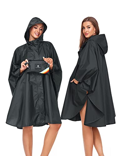 Unisex Rain Poncho Hooded Waterproof Raincoat for Adults Women