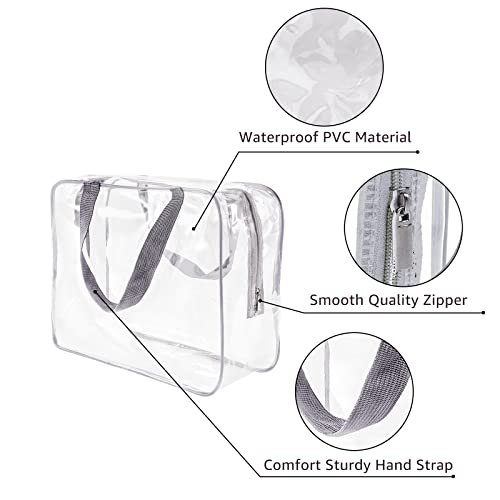 3Pcs Crystal Clear PVC Travel Toiletry Bag Kit for Women Men (3 Count)