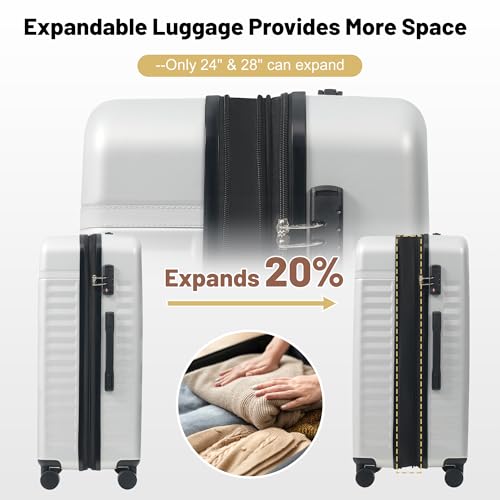 Luggage Sets Durable Hardshell 3 Piece Suitcase with Bags (5 Count)