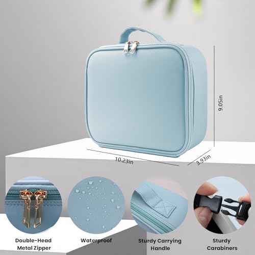 Travel Makeup Bag with LED Mirror and Light Travel Makeup Case Cosmetic Organizer Portable Cosmetic Brush Organizer Bag with Adjustable Dividers for Cosmetics Makeup Brushes Toiletry