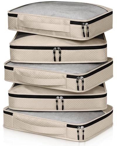 5 Pcs Packing Cubes for Suitcase Large Travel Cubes Carry on Luggage Organizer Bags for Clothes Accessories (5 Count)