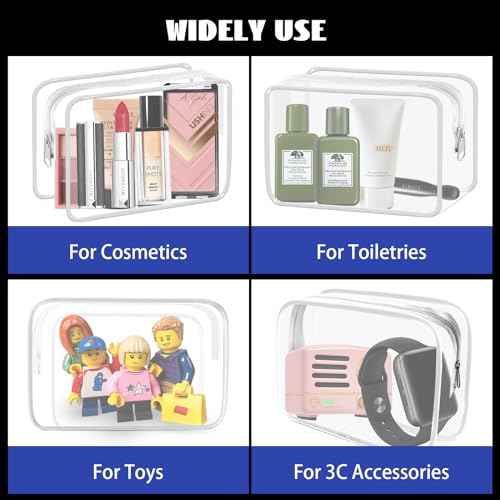 16 Pieces Small Clear Makeup Bag PVC Zippered Pouches