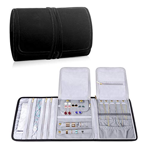 Velvet Travel Jewelry Roll Organizer