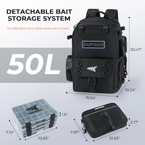 BaitSpace Fishing Backpack with Bait Binder & 2 Rod Holders