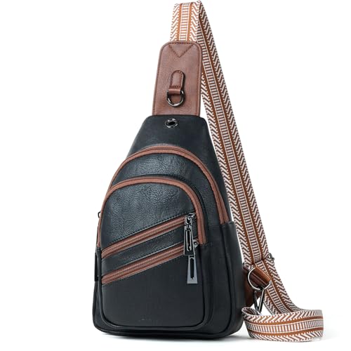 7L Crossboydy Sling Bag for Women Vegan Leather Crossbody Purse Fanny Pack Chest Bag for Travel