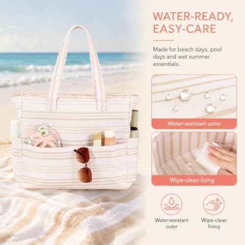 Waterproof Beach Tote Pool Bags for Women Ladies Extra Large Carry On Bag With Wet Compartment for Weekender Travel