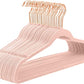 Velvet Hangers 60 Pack Non Slip Heavy Duty Blush Pink Rose Gold Hooks (60 Count)