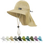 Cooling Sun Hat for Men Women UPF50+ Wide Brim Fishing Hat with Neck Flap Adjustable Foldable Bucket Hat for Hiking Khaki