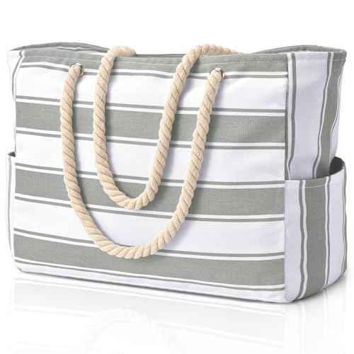 Beach Bags for Women Large Waterproof Beach Tote Bag Zipper Beach Bags Waterproof Sandproof Swim Pool Bag Large Tote