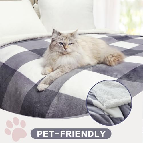 Sherpa Blanket Fleece Throw Blanket Twin Plaid Thick Bed Blanket