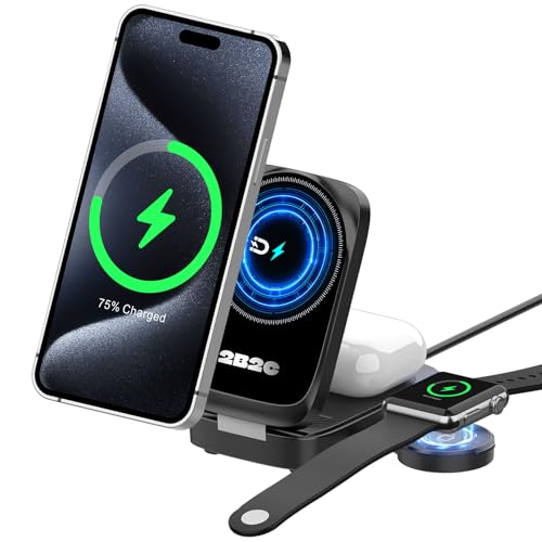 3-in-1 15W Magnetic Charger for iPhone, Apple Watch & AirPods, Black