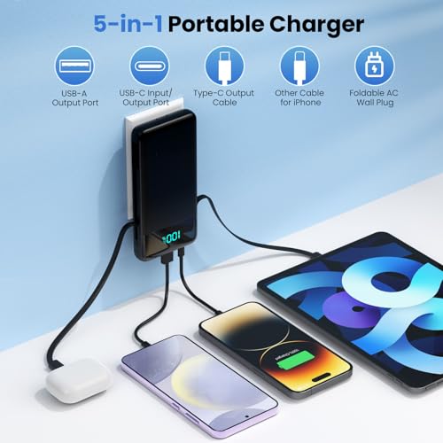 Portable Charger Power Bank for iPhone with Built