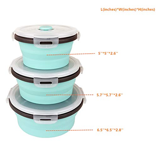 Blue Silicone Collapsible Food Storage Containers (3 Count)