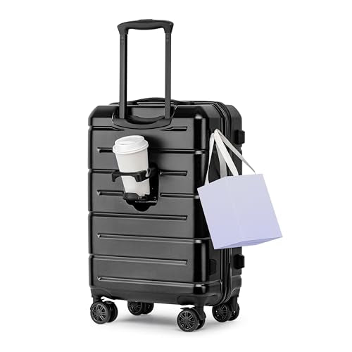 Carry On Luggage 22x14x9 Airline Approved Hardshell Carry On Suitcases with Wheels Travel Rolling 20 Inch Luggage with Cup Holder for Men Women