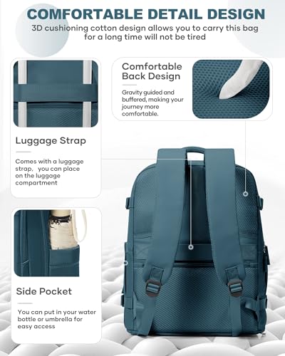 Travel Backpack Carry On for Women Man Gym Backpack with Laptop Compartment Mochila de Viaje Teacher Personal Item Backpacks Airplane Accessories Must Haves Peacock Blue