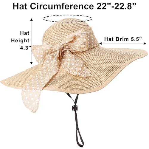 Wide Brim Sun Hat for Women Floppy Straw Hat Summer Beach Hats Fashionable Trendy Hats Sun Protection UPF 50+