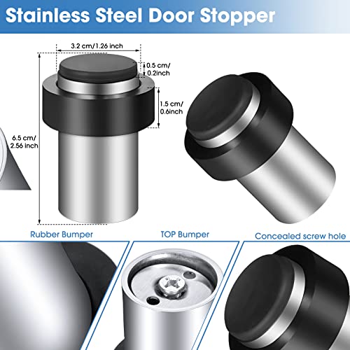 6 Pcs Floor Mounted Door Stopper Stainless Steel (6 Count)