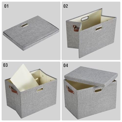 17" Large Fabric Storage Box with Lids (3 Count)