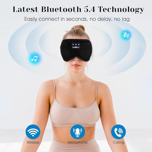 3D Sleep Headphones Bluetooth 5.4 Sleep Mask with HD Speakers