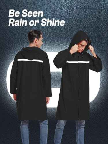 Mens Long Hooded Safety Rain Jacket Waterproof Emergency Raincoat Poncho