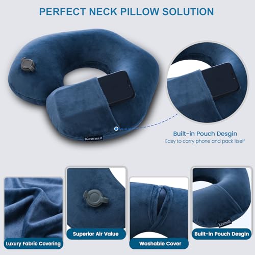 Inflatable Neck & Shoulder Travel Pillow for Airplane Naps