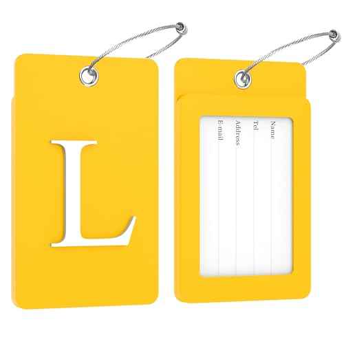 2 Pack Initial Luggage Tags for Suitcases Airplane Travel Essentials (2 Count)