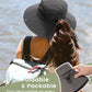 Womens Sun Hat with Ponytail Hole Beach Hiking Summer Wide Brim UPF 50+ Outdoor Protection Foldable Bucket Hat Dark Grey