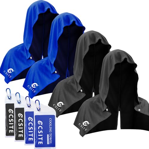 4 Pack Cooling Hoodie Towels for Neck and Face (4 Count)