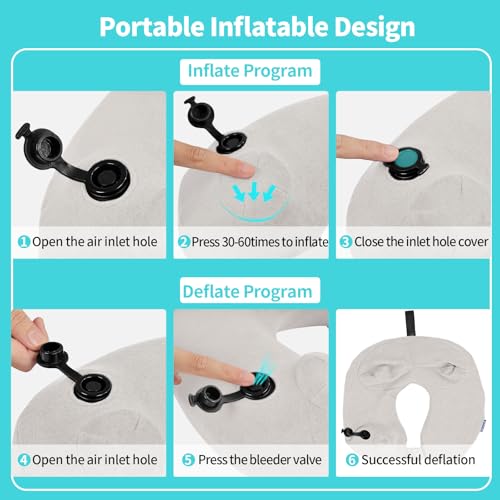 2 Pack Inflatable Travel Neck Pillows for Airplanes