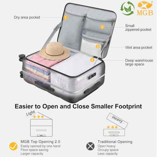 24 Inch Checked Luggage Hardside Suitcase Top Opening