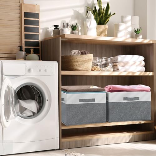 Large Fabric Storage Bins with 3 Handles (3 Count)